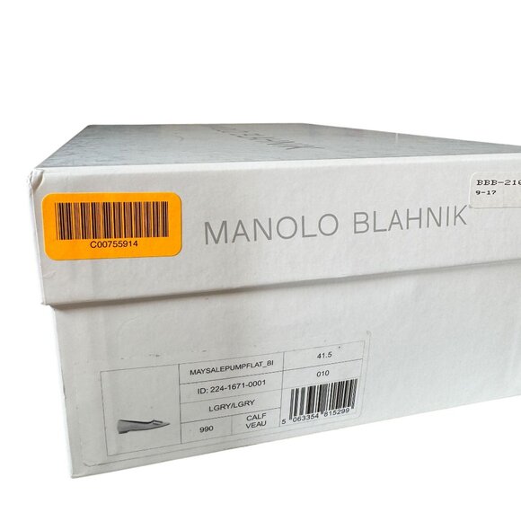 Manolo Blahnik Maysale Pump Flat Light Gray Pointed Toe Size EU 41.5 - Picture 12 of 12